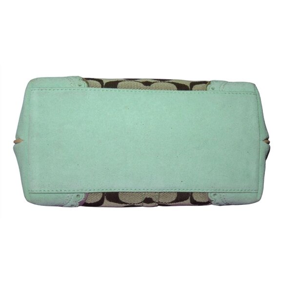 Coach 2000's Y2K Signature Collection Khaki Canvas & Green Suede demi baguette - Picture 5 of 14